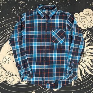 Billabong Flannel Shirt Window Blue Mens Large Beach Casual Summer Surf